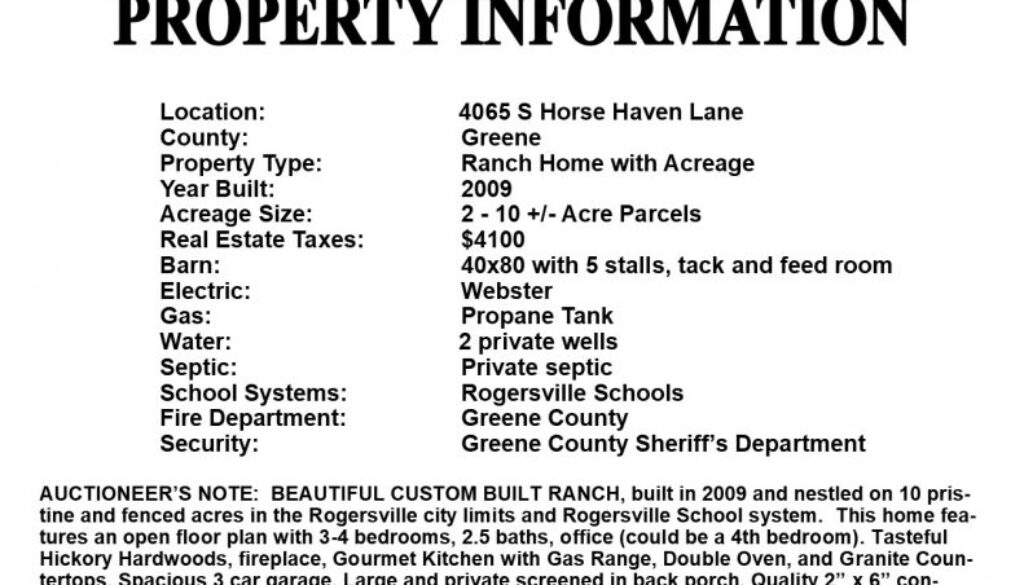 Two Rivers Property Information Sheet 1