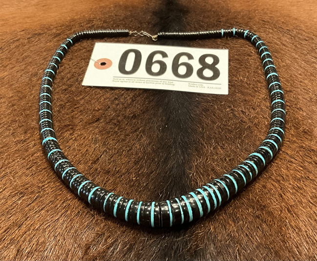 Black & Light Blue Beaded Necklace