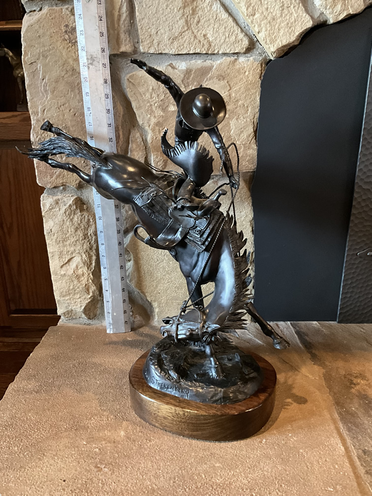Horse w/Rider Bronze Statue by Jim Stuckenberg