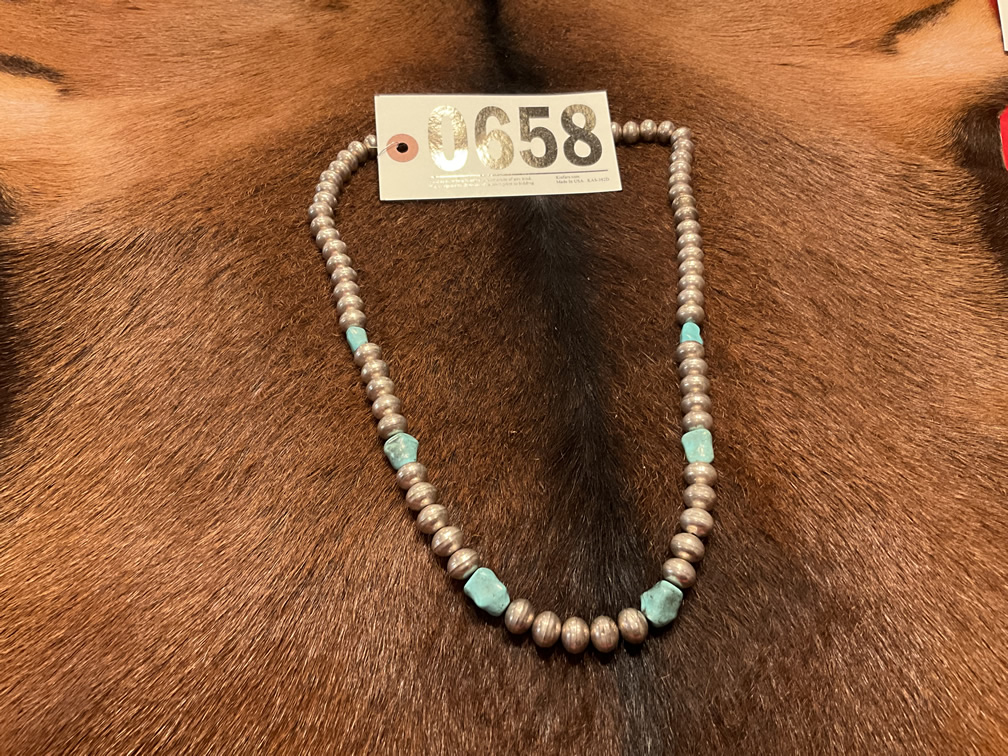 Bronze & Blue Coral Beaded Necklace