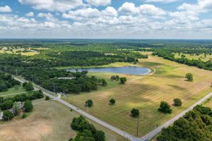 Aerial View of The Retreat at Rock Creek ranch for sale at auction near Norman Oklahoma