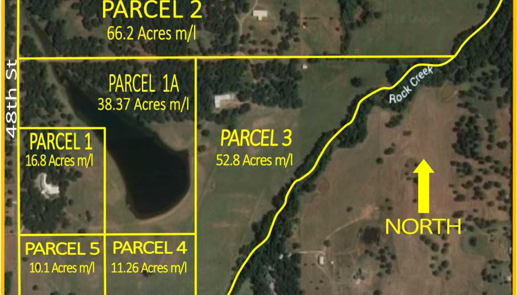 Parcel Map for The Retreat at Rock Creek ranch for sale at auction near Norman Oklahoma